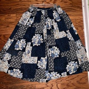 Boho Mixed Patchwork Hippie Floral Maxi Skirt